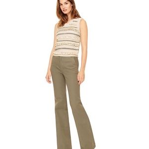 Tory Burch High Waist Wide Leg Cotton Trousers